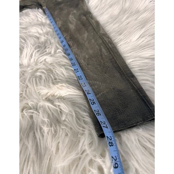 Spanx Women's Faux Leather Croc Shine Leggings Stretch Darkened Olive Size Large - Picture 16 of 16